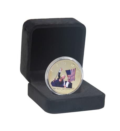 Wenoanew Trump Fight Assassination Fist Pump Coin You Missed Stronger Trump Survived Shot Trump 2024 Bullet Proof Shot Shooting Strong Coins Merchandise with Case Collectible Gifts