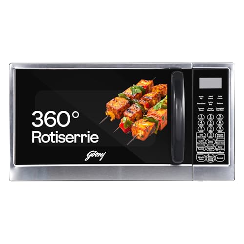 Godrej 30 L Convection Microwave Oven With Rotisserie, Stainless Steel Cavity, Dual Grill Technology and 375 Instacook Menus (GME 530 CR1 SZ, Black)