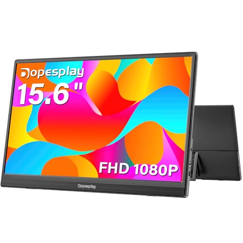 Dopesplay 2025 Neuestes Portable Monitor 15,6 Zoll Tragbarer Monitor, FHD 1080P IPS Ultra-schlank, Mobiler Monitor mit Kickstand, USB Monitor für Laptop, PC, Mac, PS4/5, Xbox und Switch