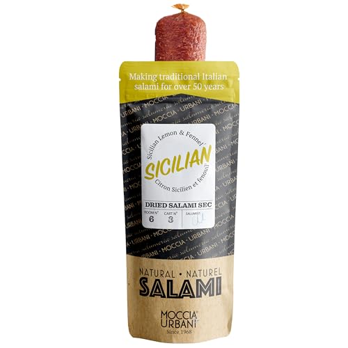 Sicilian Dry Cured Salami with Lemon & Fennel – Gourmet Charcuterie Meat Snack, 170g – Artisan Salami Made in Canada – Premium Deli Meat Gift Idea