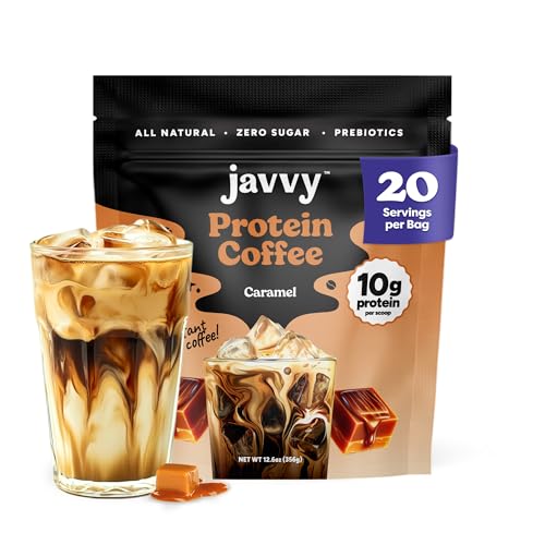 Caramel Protein Iced Coffee - Premium Whey Protein & Instant Iced Coffees - 100% Natural Cold Brew Coffee - Zero Artificial Flavors & Sweeteners, 105 mg Caffeine Per Serving, 20 Servings