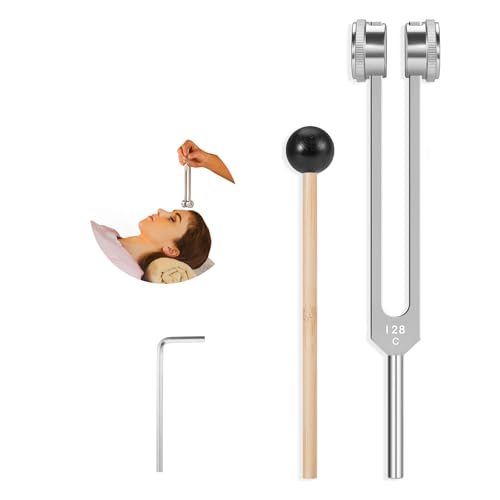 Tuning Fork 128hz with Reflex Hammer Chakras Set,Yoga/Sound Therapy/Meditation, Aluminum Alloy Sensory for Woman