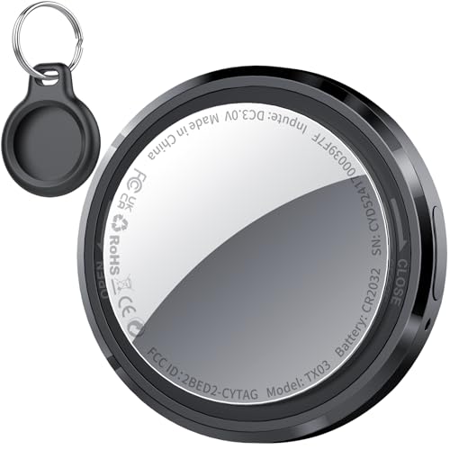 Smart Air Traceur Tag Compatible avec l'app Apple Localiser (Uniquement iOS), Tracker avec Étui de Protection/Porte-clés, Localisateurs D'objets Bluetooth pour Valises/Portefeuilles/Clés/Sacs 1 pièces
