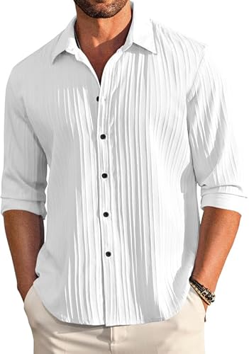 FINIVO FASHION Men's Solid Regular Fit Shirt (PCN_222_White_M