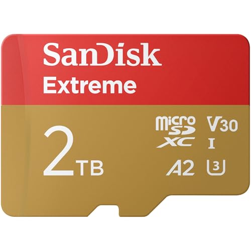 SanDisk 2TB Extreme microSDXC UHS-I Memory Card with Adapter - Up to 240MB/s, C10, U3, V30, 4K, 5K, A2, Micro SD Card- SDSQXAV-2T00-GN6MA