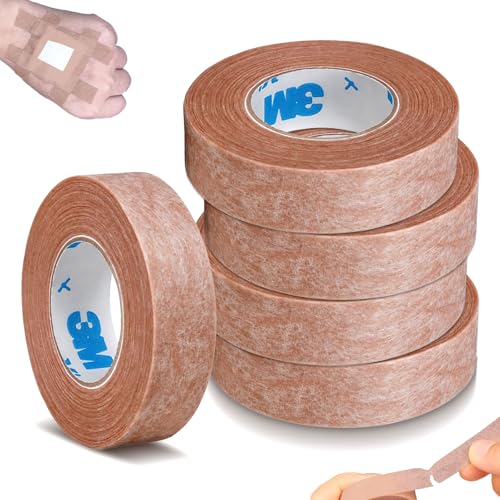 Micropore Tan Surgical Tape, 6 Rolls 3M Micropore Paper Tape, Non Woven Micropore Medical Tape for Skin, Dressings, Rhinoplasty Recovery (0.5 Inch x 10 Yards)