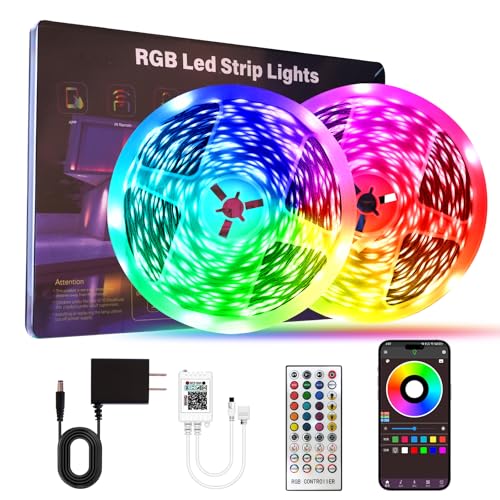 HBOWMDJIA Led Lights for Bedroom 200 FT (2 Rolls 100 FT), with Remote and Application Control RGB Color Changing LED Strip Lights, Music Synchronization, Used for Room, Family, Party Decoration