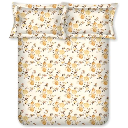 Bombay Dyeing Cardinal Collection Single Size Bedsheet 120 TC, 100% Pure Cotton Premium Bedsheet with 1 Pillow Covers | 1.50 M X 2.24 M |