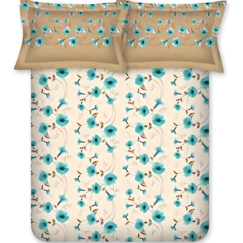Bombay Dyeing Aster Collection Double Bedsheet 100 TC, 100% Pure Cotton Premium Bedsheet with 2 Pillow Covers