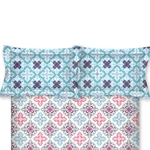 Bombay Dyeing Aster Collection Double Bedsheet 100 TC, 100% Pure Cotton Premium Bedsheet with 2 Pillow Covers