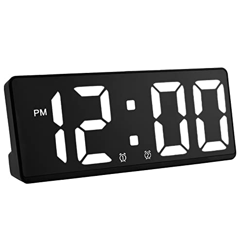 LEBKFT Digital Alarm Clock with Adapter, LED Clock for Bedroom, Electronic Desktop Clock with Temperature Display, USB Charging Port, Include Dimmer, Snooze Function - Digital Clock for Desk