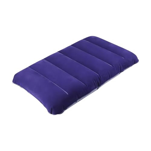 Oblivion Air Pillow - Blue Soft Velvet Air Inflatable Neck Cushion for Travel, Car, Camping - Adjustable Foam Support, Portable Lightweight Comfort Rest for Car, Tourist & Sleeping Support (Pack of 1)