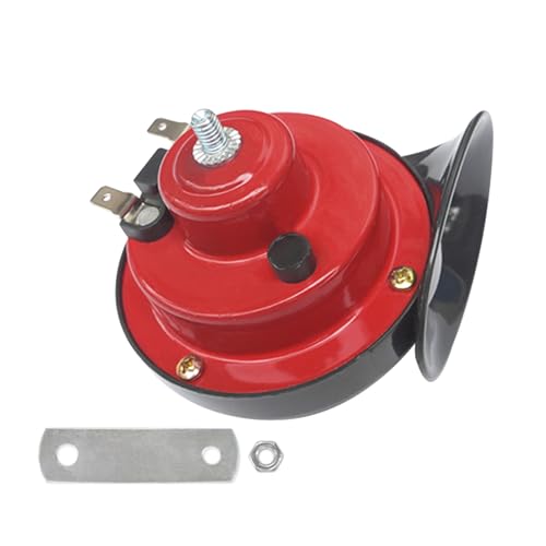 Universal Loud Snail Horn 115DB,Single-Tone Car Horn,Train Horn,Air Horns 12V,Waterproof Double Horn,Electric Snail Horn for Car,Motorcycle,Truck,Boat (Red)