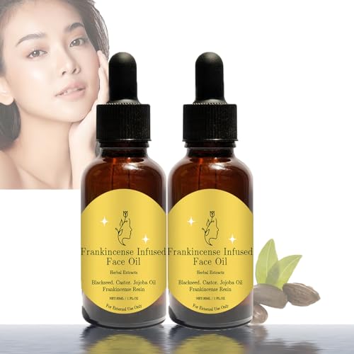 2 Stück Bio Weihrauchöl, Frankincense Oil, Rizinus- und Jojobaöle für das Gesicht, Verstärkendes Anti-Falten-Serum, Natürliches Anti-Aging-Serum, Feuchthalte-Serum, Reduziert Falten und Anti-Aging