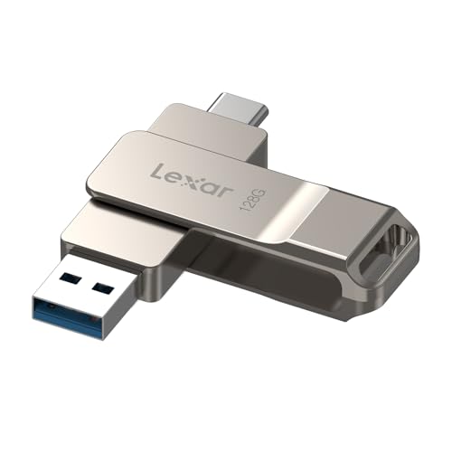 Lexar D40E 128GB Dual Drive USB 3.2 Gen 1 Type-C™ Jump Drive, USB-C Flash Drive Metal Housing Swivel Design Thumb Drive