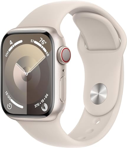 Apple Watch Series 9 [GPS 41mm] Starlight Aluminum Case with Starlight Sport Band M/L (Renewed Premium)