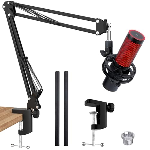 SUNMON QuadCast 2 Boom Arm Mic Stand, Adjustable Mic Arm with 3/8’’ to 5/8’’ Adapter Compatible with HyperX QuadCast 2, QuadCast 2 S, Blue Yeti, AM8 and Other Mic, Perfect for Streaming, Recording
