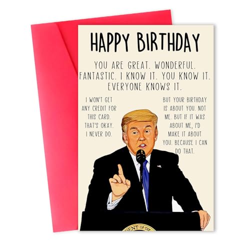 ACHICGIRL Funny Trump Birthday Card for Women Men, Humorous Donald Birthday Gifts Card for Dad or Mom, Trump Birthday Decorations for Husband Wife, Unique Birthday Gifts Ideas for Him Her