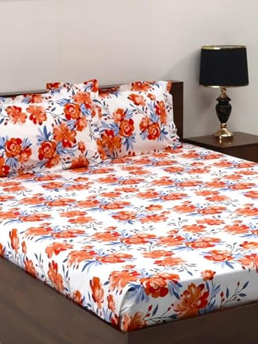 Bombay Dyeing King Size Bedsheet,164 TC 100% Cotton Bedsheet with 2 Pillow Cover, 274cm x 274cm - Diwali Collection - Crimson Red