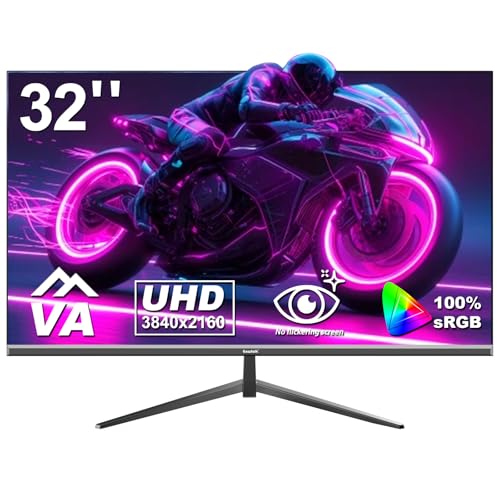 Gawfolk PC Monitor 32 Zoll UHD 4K 60Hz, Ultraklar (3840×2160p) Computer Bildschirm mit FreeSync, HDMI, DisplayPort, 178° Betrachtungswinkel, Unterstützt VESA100*100mm
