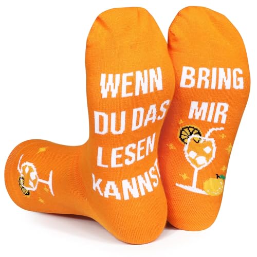 BOFUNX Apero Geschenk Apero Socken - Wenn Du Das Lesen Kannst Bring Mir Apero Spritz Socken für Geburtstag Weihnachten Neujahr Karneval Apero-Liebhaber Geschenk 38-46