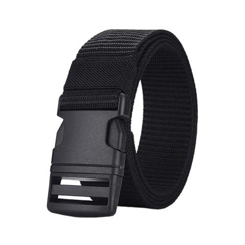 Hi.FANCY Mens Waist Belt With Plastic Buckle Lightweight And Anti-aging Travel Friendly No Metal Belt Polyester Belt For Men, Black, 120cm