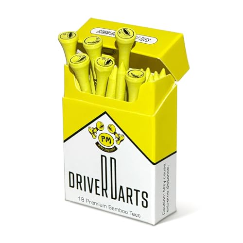 P*ss M*ssile Driver Darts, Premium Bamboo Golf Tees, Pack of 18 | 83mm (3.25") Wooden Tees - Organized, Durable, Eco-Friendly | Memorable Gift for Golfers, Iconic Packaging