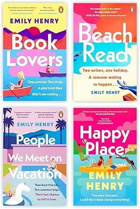 Set of 4 Books Collection By Emily Henry {Book Lovers, Beach Read, People We Meet on Vacation & Happy Place} Best Selling Book