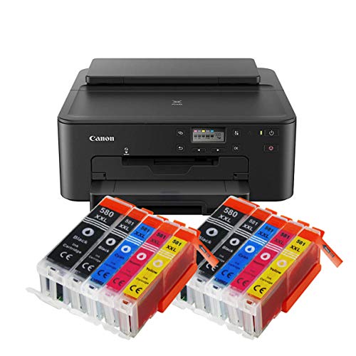 IC-Office TS705a Farbtintenstrahl-Drucker (Drucker, USB, CD-Druck, WLAN, LAN, Apple AirPrint) Schwarz + 10 XXL Tintenpatronen