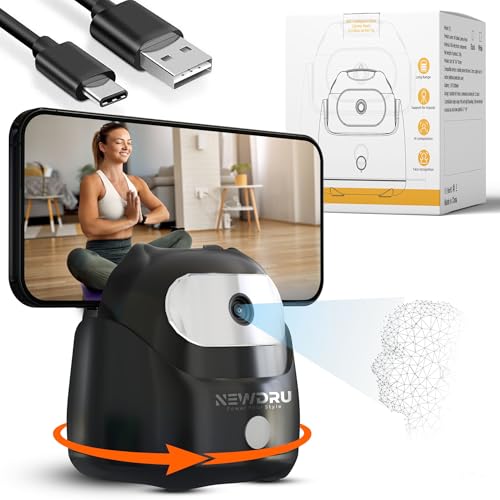 NEWDRU AI Auto Face Tracking Tripod | 360° Rotation Mobile Stand for Video Recording | Rechargeable Phone Holder Camera Stand for Shooting | Gesture Control | | No App Needed