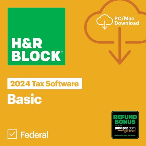 H&R Block Tax Software Basic 2024 with Refund Bonus Offer (Amazon Exclusive) Win/Mac [PC/Mac Online Code]