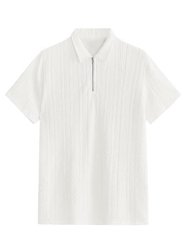 TAGDO Men's Jacquard Chain Polo Shirt (RF-Chain-JQRD-2020-White-XL)