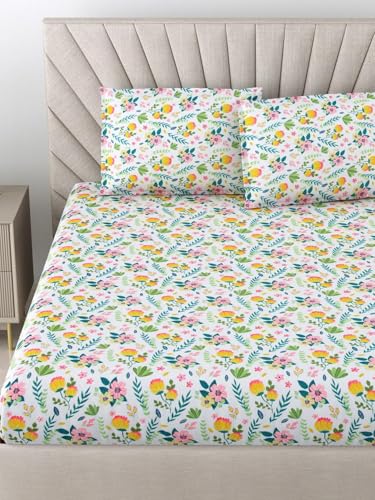 Bombay Dyeing Double Bedsheet Cotton 104 TC, Queen Size: 224 x 254 cm with 2 Pillow Covers, Dream Lover AW24 15