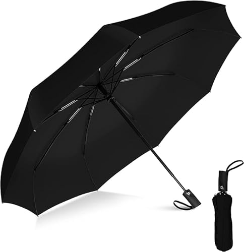 Roughhouse UV protection Black Umbrella Automatic open close for rain and sun protection 3 fold umbrella for men women kids boys girls big size large three fold stylish folding under windproof travel