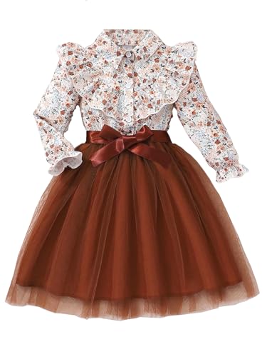 TAGAS Baby Girl's Polyester A-Line Knee-Length Dress (KD-351-BROWN-7_Brown_7 8 Years)