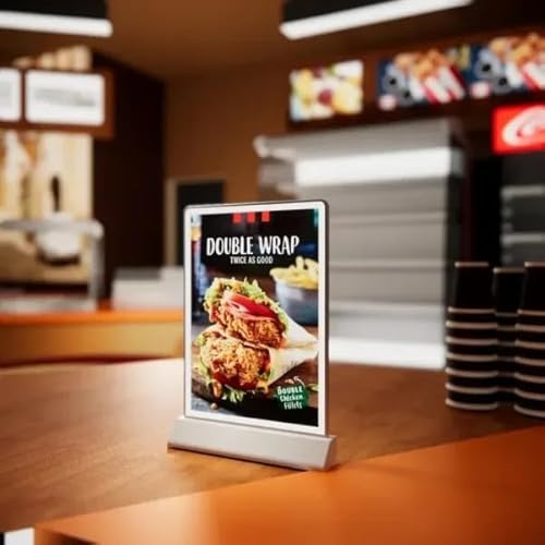 Moaad Slim Advertising Dual Side LED Light Box | Rechargeable A4 Table Stand Advertising Display Panel for Menus & Promotions in Bars, Restaurants & Stores