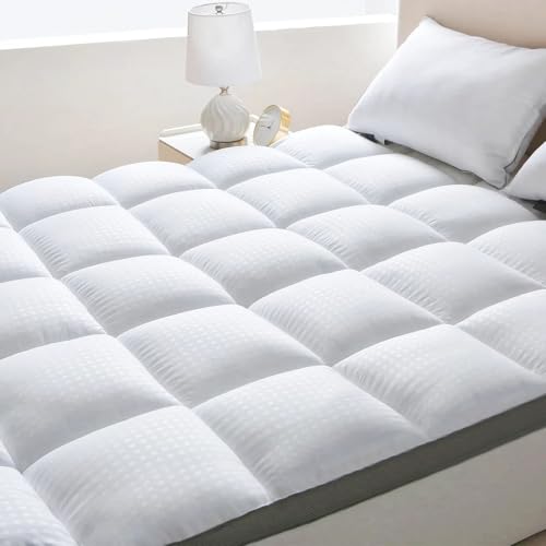BETENWEL Full Size Mattress Topper Pillow Top Extra Thick Mattress Pad Cover with Down Alternative Fill- Breathable Soft Mattress Protector Deep Pocket Fits Mattress 8-21 Inches(54 x 75 Inch, White)