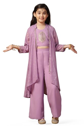 Jwalin Girls Georgette Salwar Suit Set|Girls Ethnic Salwar Suit Set (JWGSET00193 LAV 24_Lavender_5-6 Yrs)