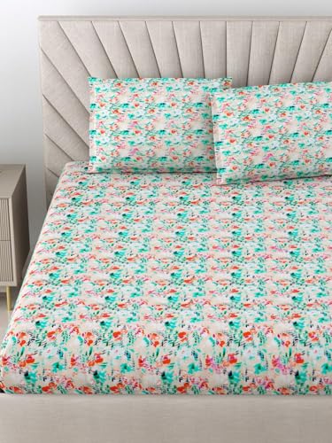 Bombay Dyeing King Size Bedsheet Cotton 112 TC, King Size: 274 x 274 cm with 2 Pillow Covers, Dream Scapes AW02