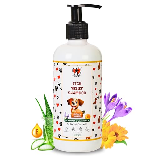 HEARTIE Itch Relief Shampoo for Dogs and Cats | Itch Relief Dog wash for Shih Tzu, Golden Retriever, German Shepherd | Anti Fungal Shampoo with Calendula, Aloe, Turmeric, Lavender–300ml