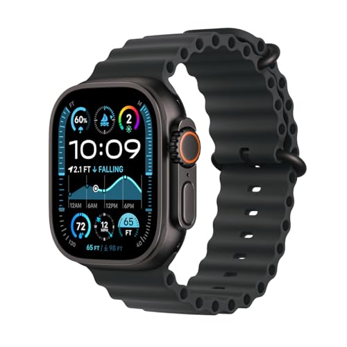 Apple Watch Ultra 2 (GPS + Cellular, 49MM) - Black Titanium Case with Black Ocean Band (Renewed)