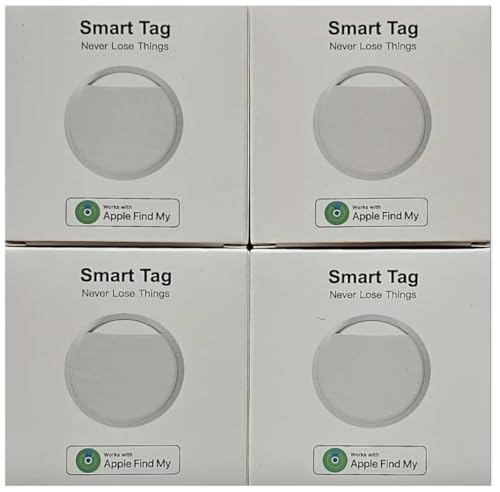MFi Certified Bluetooth Tracker – Airtag Compatible with Apple Find My – Smart GPS Item Locator for Keys, Wallet, Bag, Pets, and Luggage – Long Battery Life – Secure & Precise Tracking (WHITE, 4-PACK)