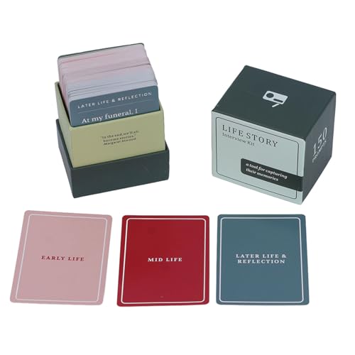 150pcs Life Story Interview Kit Cards, 150 Questions Family Conversation Cards, Get to Know Parents and Grandparents for Family Game Night, Know Them More and Share Memory