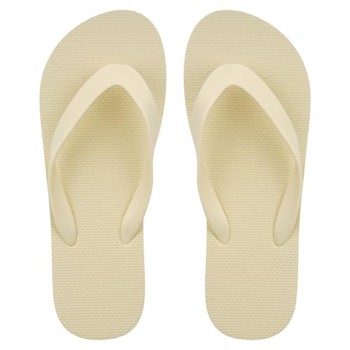 Aomig Unisex Flip Flops Surfen Zehentrenner Toe Split Flip Flops Damen Herren Thong Sandals Bequeme Flipflop Bathing Shoes Sommer Dusche Schwimmen Sandalen Täglich Beach Pool (Cremefarben,EU:41/42)