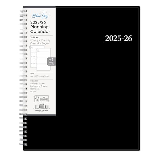 Blue Sky 2025-2026 Weekly and Monthly Academic Year Planner Calendar, July - June, 8.5" x 11", Flexible Cover, Wirebound, Laminated Tabs, Storage Pocket, Enterprise (Enterprise 2025-2026, 8.5" x 11")