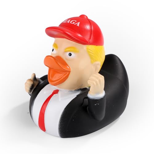 Donald Trump Duck, New Squeak Rubber Ducks Funny Duckies Toy Trump Gifts for Trump Fans Big Yellow Duck for Baby Shower Bath Toy Car Dashboard Decorations