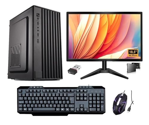 BullOne All-in-One Desktop PC, i3 2120, 4GB RAM, 128GB SSD, 19" Monitor, Keyboard, RGB Mouse, WiFi, Win 10, Black