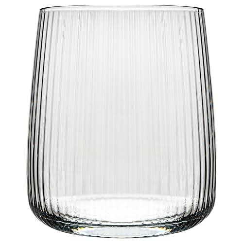 KONZEPT Geriffelte Gläser Set 6 teilig, Trinkgläser 320 ml, Wassergläser spülmaschinenfest