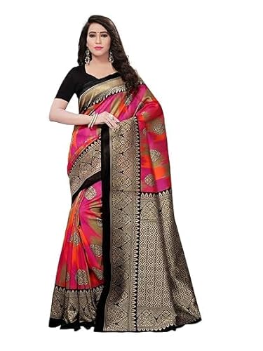HAZDEAL Women's Poly Silk Saree With Unstitched Blouse Piece | Indian Printed Saree for All Occassion
