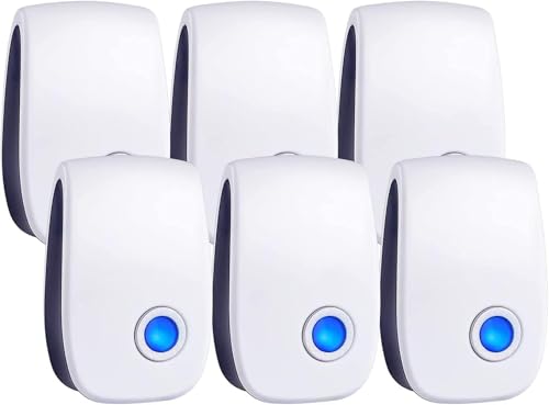 TEcoArt Pest Ultrasonic Pest Repeller, Plug-in Pest Control Repeller for Mouse, Insect, Cockroach, Mice, Spider, Bug, Ant, Mosquito, Rodent & Rats Indoor Use Repeller 6 Packs